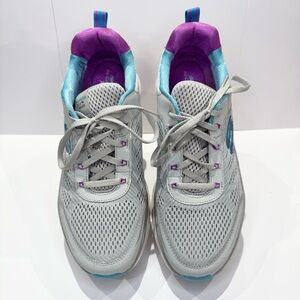 Skechers D'Lux Walker Infinite Sneakers Women's 11 Grey Teal Purple/Pink149023
